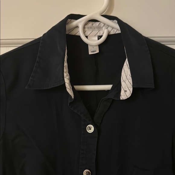 Old Navy Black Button-Up Shirt with White Accents - Picture 1 of 4